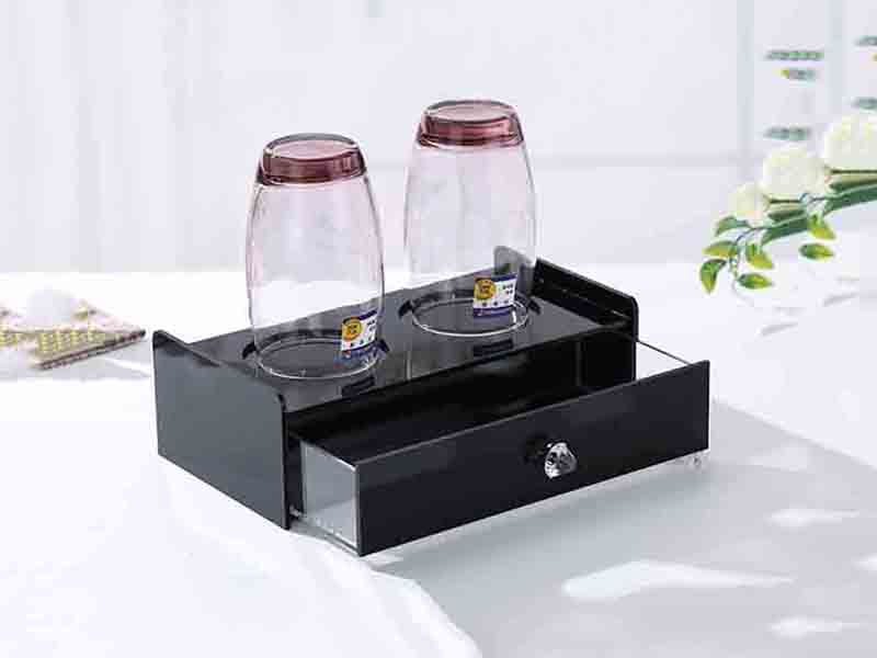 窄款黑色亞克力牙具收納盒廠家定制