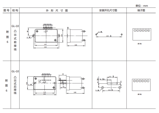 GL-14過流繼電器外形結(jié)構(gòu)及安裝尺寸圖片